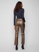 Slim Leg Metallic Wax Twill Pants- Copper