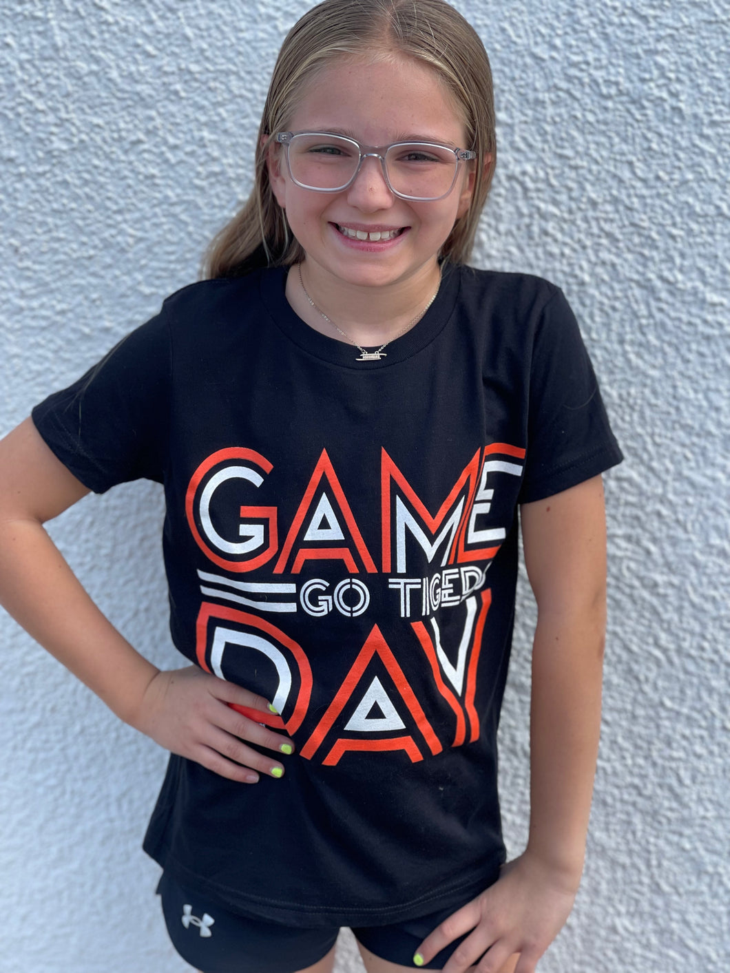 Striped Gameday Go Tigers YOUTH Graphic Tee