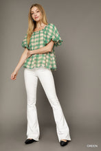 Checkered Top with Pleated Details