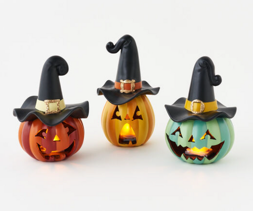 Lighted Jack-O-Lantern w/Witch Hat