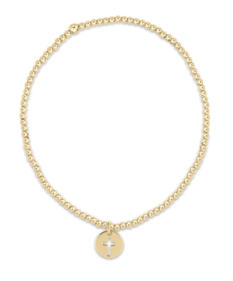 Classic Gold 2mm Bead Bracelet - Blessed Small Gold Disc