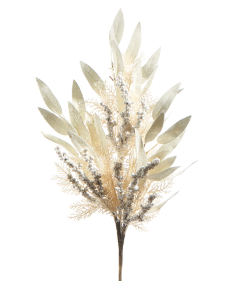 Cream Cedar and Laurel Leaf Spray