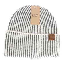 Contrasting Striped Cuff C.C Beanie