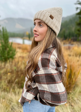 Fuzzy Lined Crisscross Knit C.C Beanie