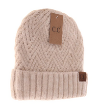 Fuzzy Lined Crisscross Knit C.C Beanie