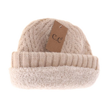 Fuzzy Lined Crisscross Knit C.C Beanie