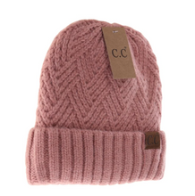 Fuzzy Lined Crisscross Knit C.C Beanie