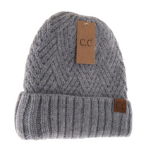 Fuzzy Lined Crisscross Knit C.C Beanie