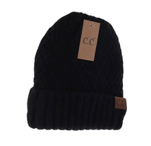 Fuzzy Lined Crisscross Knit C.C Beanie