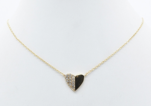 Rhinestone and Gold Heart Necklace