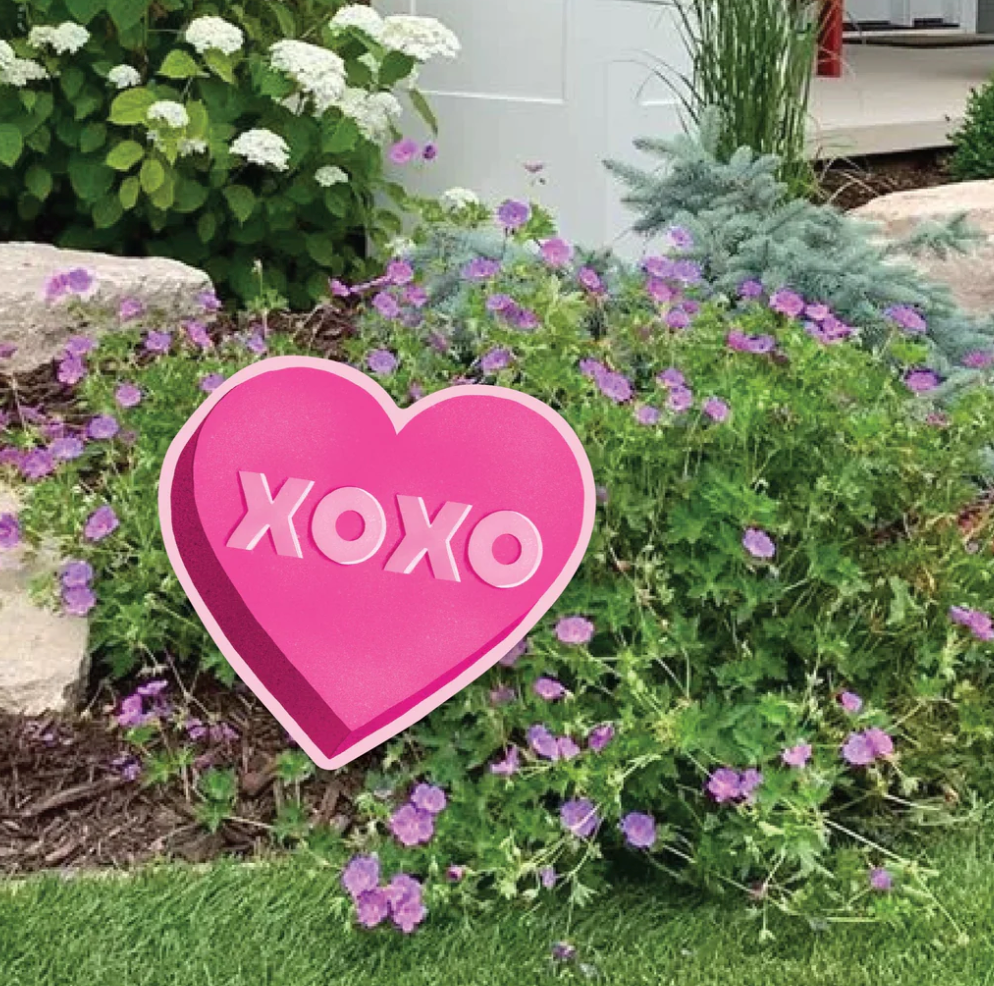 Watercolor XOXO Heart Garden Stake