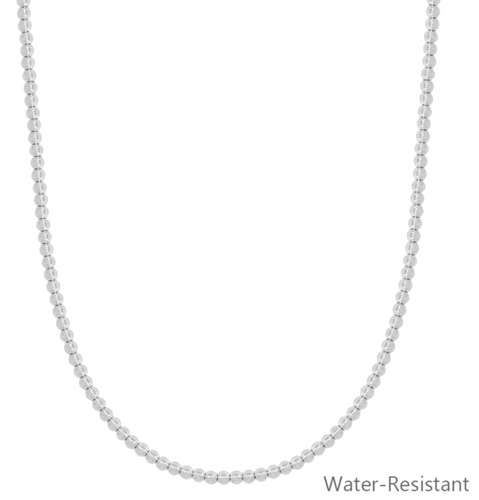 Water Resistant 3MM Silver Beaded Necklace