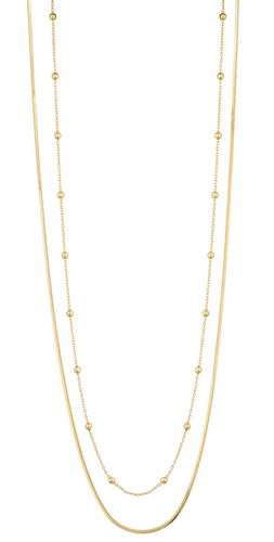 Gold Chain with Small Bead Layered Necklace