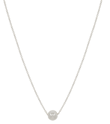 Thin Silver Chain with 8MM Silver Bead Necklace