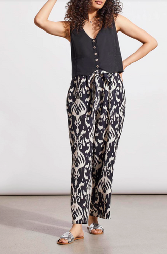 Printed Pull-On Belted Ankle Pant