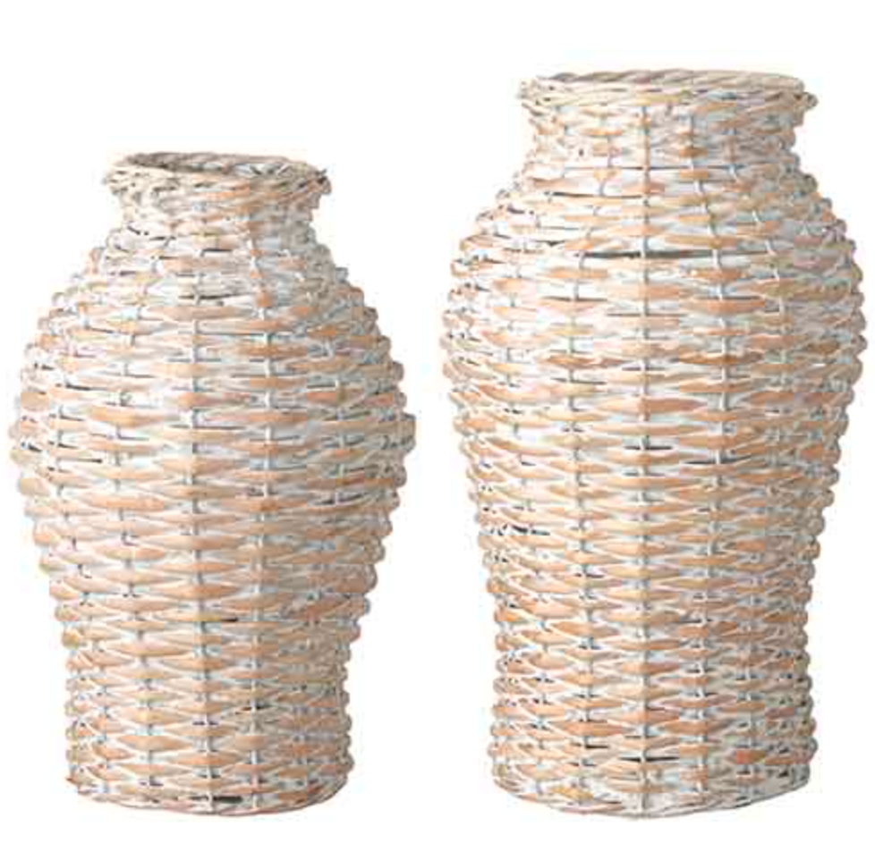 Whitewash Woven Vases