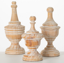 White Washed Wood Finials