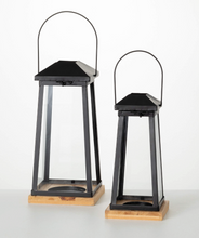 Black Metal and Wood Lanterns