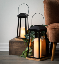 Black Metal and Wood Lanterns