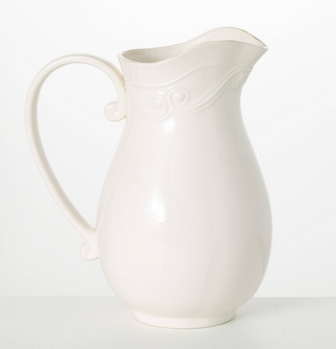 White Ceramic Vintage Pitcher