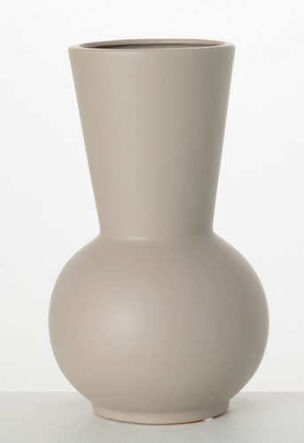 Modern Matte Gray Round Vase