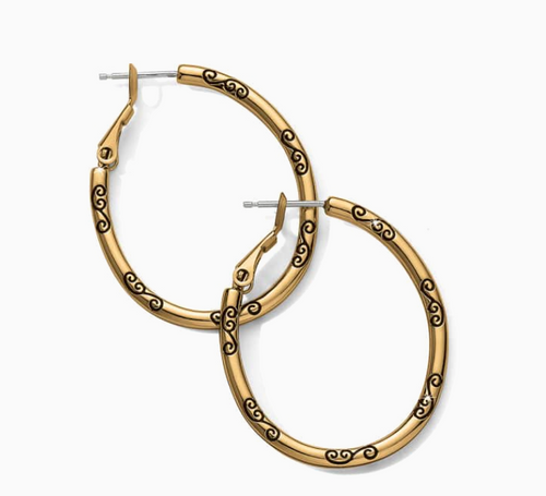 Oval Hoop Gold Charm Earrings