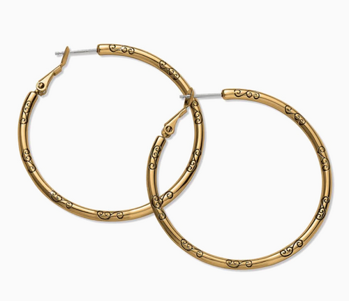 Large Hoop Gold Charm Earrings