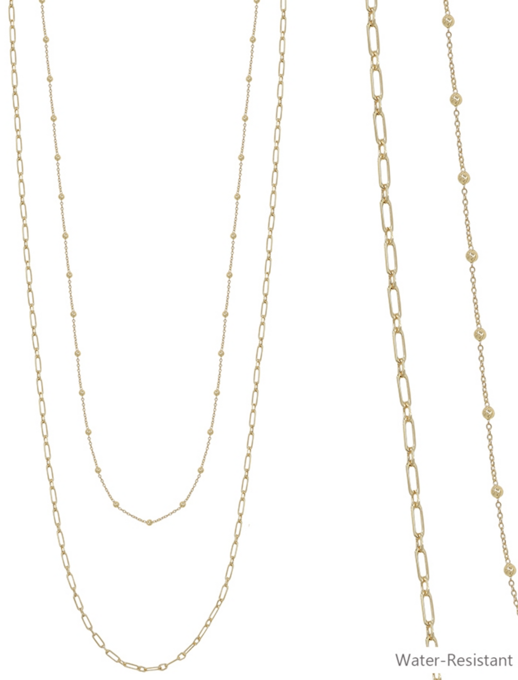 Water Resistant Two Layered Gold Beaded Necklace
