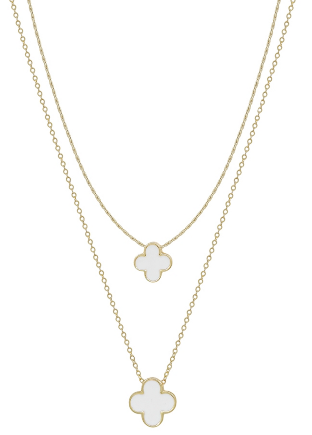 Double Layered White Clover Necklace