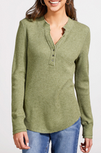 Soft Washed Waffle Henley Top w/ Buttons