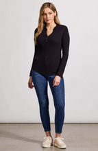 Soft Washed Waffle Henley Top w/ Buttons