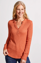 Soft Washed Waffle Henley Top w/ Buttons