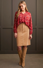 Jacquard Challis Button-Up Blouse