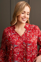 Jacquard Challis Button-Up Blouse