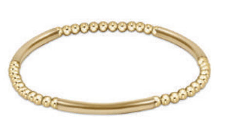 Bliss Bar Gold Pattern 3mm Bead Bracelet - Gold