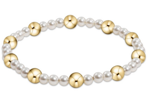 Pearl Sincerity Pattern 4mm Bead Bracelet - 6mm Gold