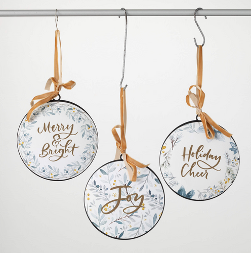 Holiday Text Disc Ornaments