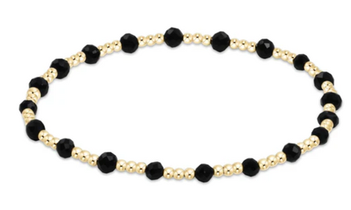 enewton extends - Gemstone Gold Sincerity Pattern 3mm Bead Bracelet - Faceted Onyx