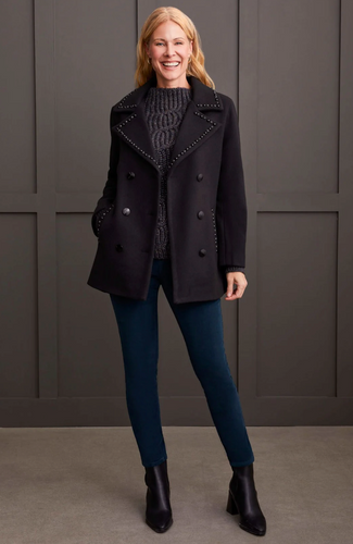 Embellished Double-Breasted Wool Peacoat