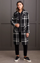 Boucle Button Front Plaid Coat