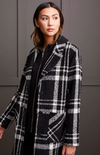 Boucle Button Front Plaid Coat