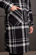 Boucle Button Front Plaid Coat