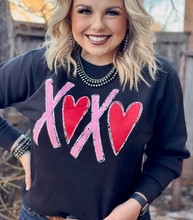 XOXO with Red Hearts Long Sleeve Graphic Tee