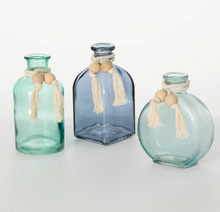 Sea-Blue Glass Bud Vases