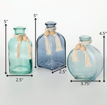 Sea-Blue Glass Bud Vases
