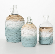Reed-Wrapped Glass Vases