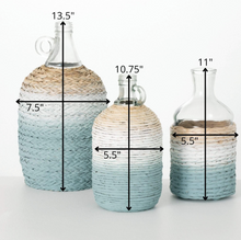 Reed-Wrapped Glass Vases