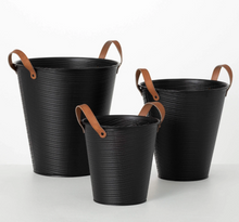 Black Embossed Flower Buckets