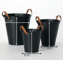Black Embossed Flower Buckets