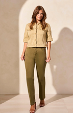 Comfort Stretch Elbow Sleeve Denim Jacket (Nude Olive)